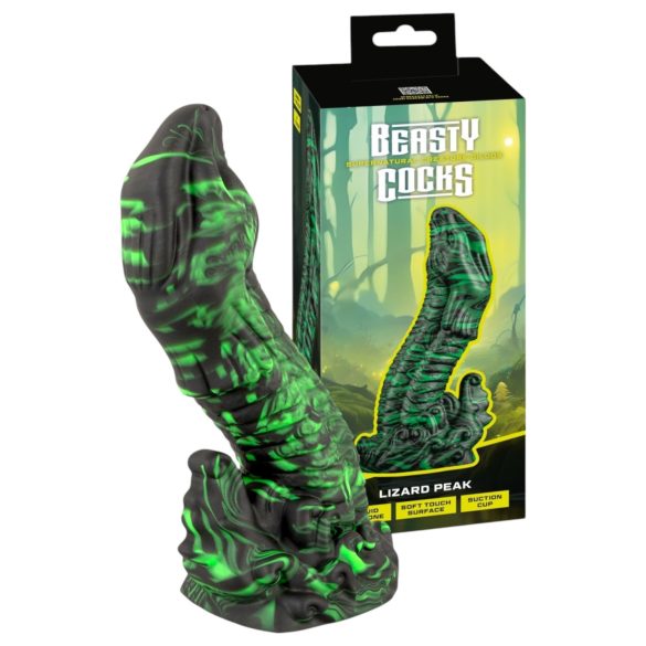 Beasty Cocks Lizard Peak - sisalikukujuline dildo (roheline-must)