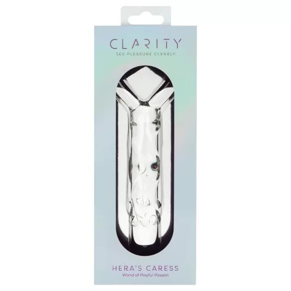 Clarity - klaasist dildo südamekujulise käepidemega - läbipaistev