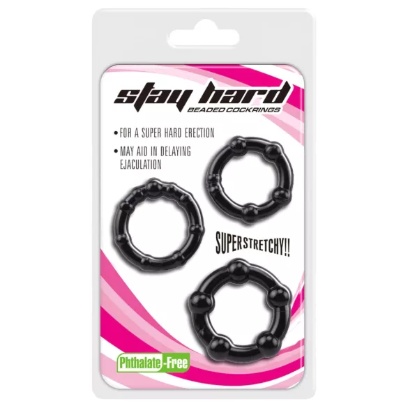 Lonely Stay Hard - peeniseringide komplekt - must - 3 tk