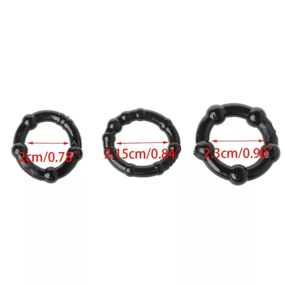 Lonely Stay Hard - peeniseringide komplekt - must - 3 tk