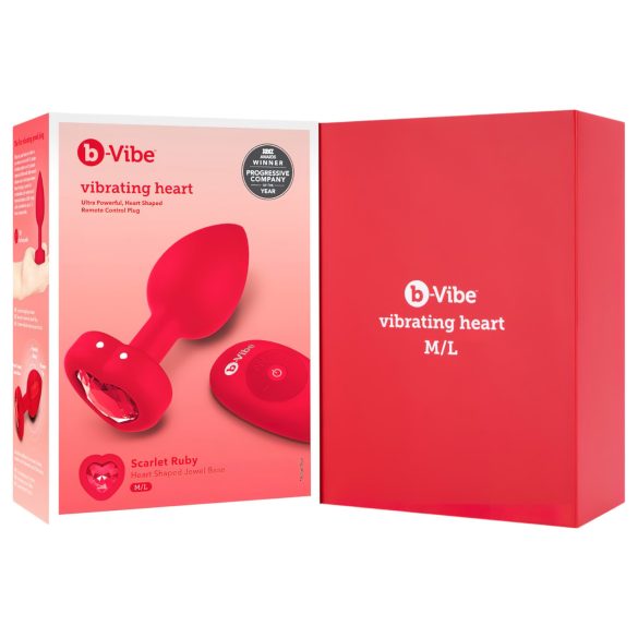 b-vibe heart - laetav anaalvibraator kaugjuhtimispuldiga (punane)