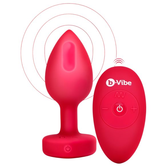 b-vibe heart - laetav anaalvibraator kaugjuhtimispuldiga (punane)