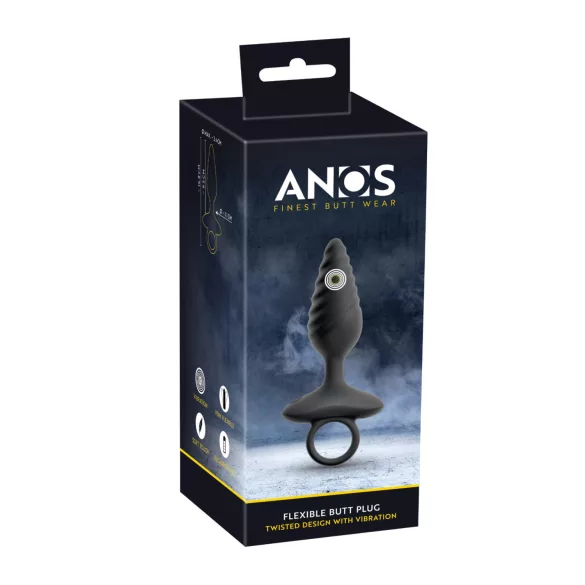 ANOS - vibraatoriga anaalplugg - ribiline - must