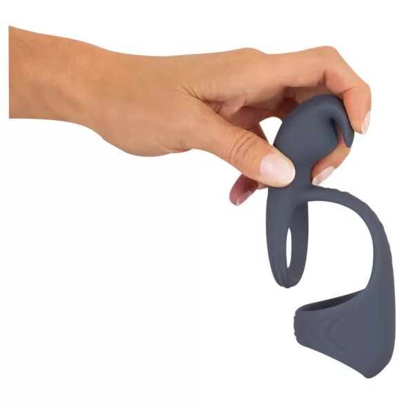 Beau Coeur Vylor - peenise- ja munandite rõngas kliitoristimulaatoriga - hall