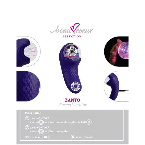 Beau Coeur Zanto - vibraator - plazma stimulatsioon - sinine