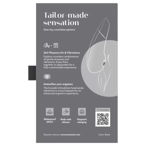 Womanizer Enhance 2in1 õhulainetega kliitoristimulaator + vibraator (must)