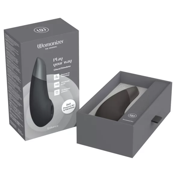Womanizer Enhance 2in1 õhulainetega kliitoristimulaator + vibraator (must)
