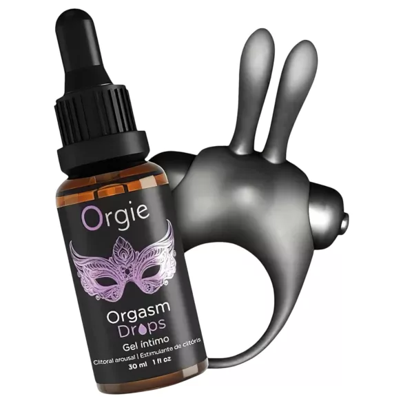 Orgie Orgasmic Bunny - vibreeriv erektsioonirõnga komplekt - must