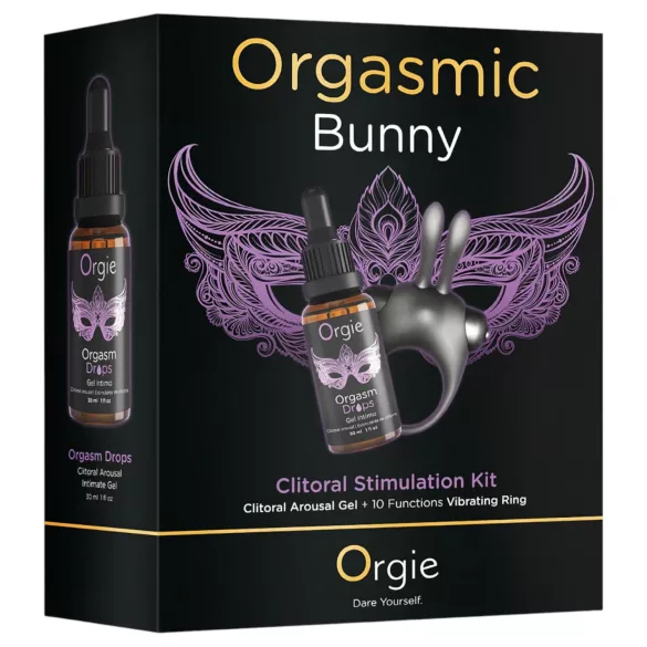 Orgie Orgasmic Bunny - vibreeriv erektsioonirõnga komplekt - must
