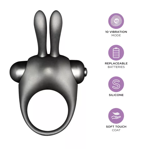 Orgie Orgasmic Bunny - vibreeriv erektsioonirõnga komplekt - must