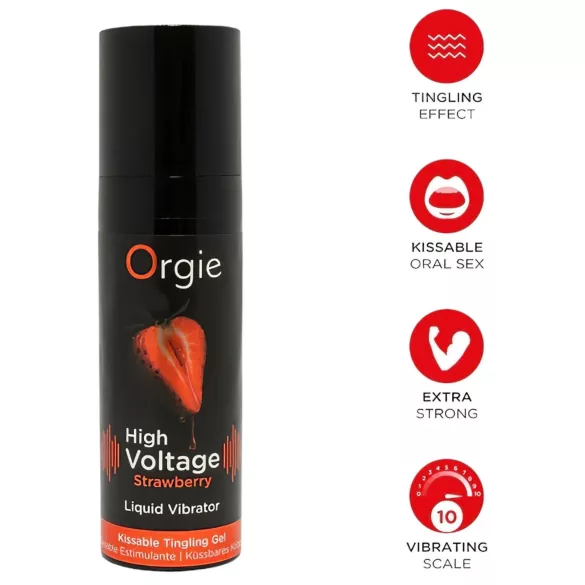 Orgie High Voltage - vedel vibraator - maasikas - 15 ml