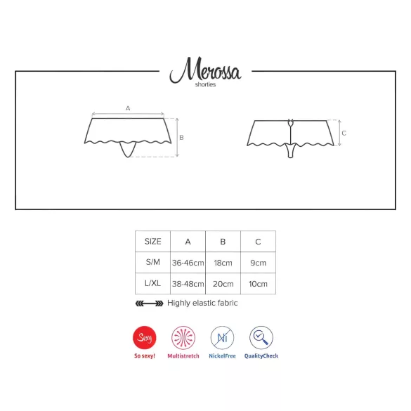 Obsessive Merossa - avatud naiste stringid kristallidega - must - L/XL