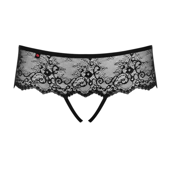 Obsessive Merossa - avatud naiste stringid kristallidega - must - 2XL/3XL