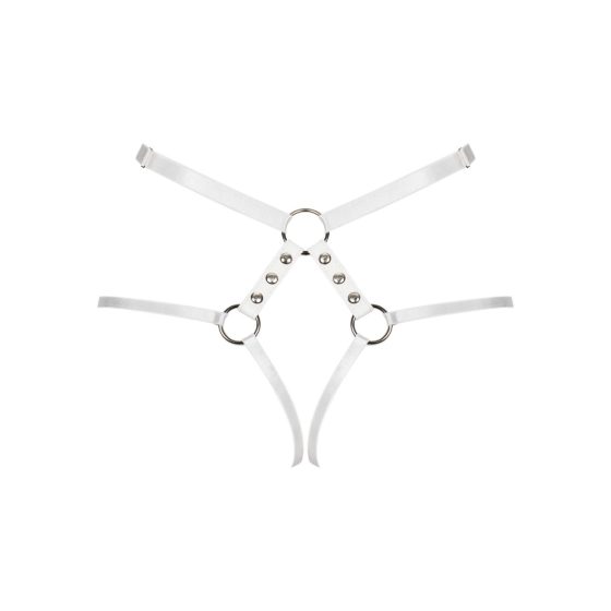 Obsessive A758 - Studded ornamental body harness bottom (white) - S-L