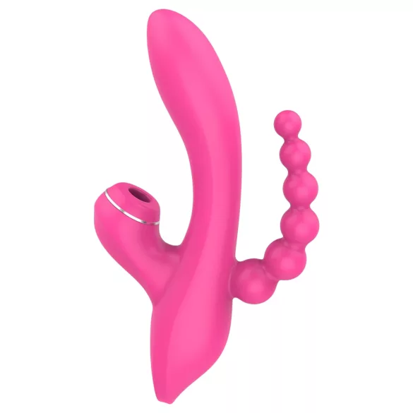 Erospace Sweet Play - G-punkti vibraator anaalsondi ja iminupuga (roosa)