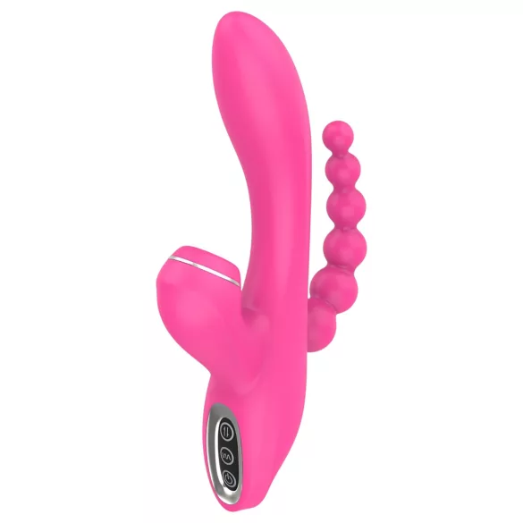 Erospace Sweet Play - G-punkti vibraator anaalsondi ja iminupuga (roosa)