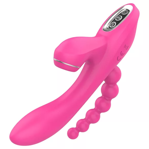 Erospace Sweet Play - G-punkti vibraator anaalsondi ja iminupuga (roosa)