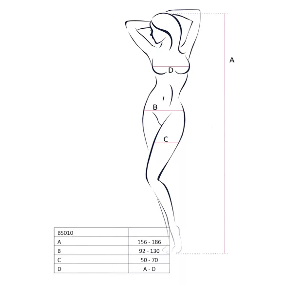 Passion BS010 - avatud võrkbodysuit - valge - S-L