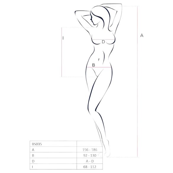 Passion BS035 - võrkkangast avatud body õlapaeltega - punane - S-L