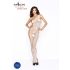 Passion BS036 - avatud catsuit roosimustriga - valge - S-L