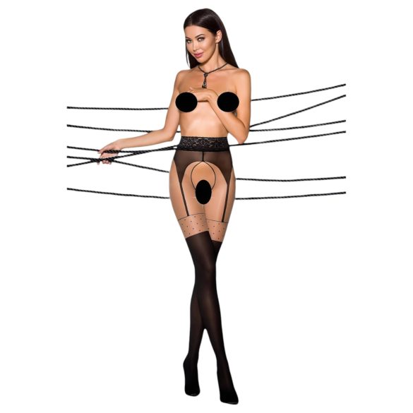 Passion Ti Open 003 - sukahoidja efektiga sukkpüksid - must