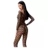 Passion BS077 - võrkmaterjalist pikkade varrukatega catsuit - must - S-L