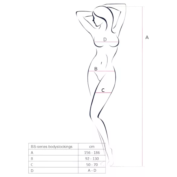 Passion BS077 - võrkmaterjalist pikkade varrukatega catsuit - must - S-L