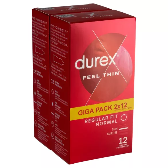Durex Feel Thin - õhukesed kondoomid - naturaalne tunne - 2x12 tk