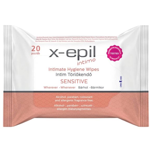 X-Epil Intimo Sensitive - intiimpiirkonna niisked salvrätikud - 20 tk