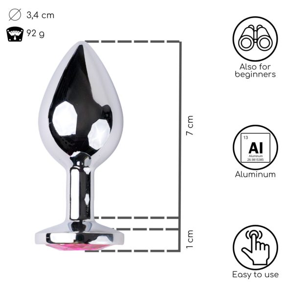 Desirel - anaaltapp - roosa kristall - hõbe/roosa - M