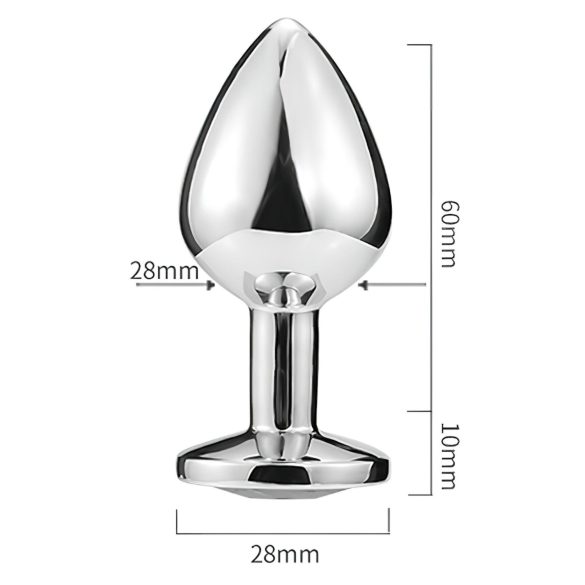 Sunfo - metallist südamekujuline anaaltapp tumelilla kiviga (hõbedane)