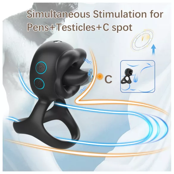 Biu-Biu - peeniserõngas ja kliitorivibraator - must