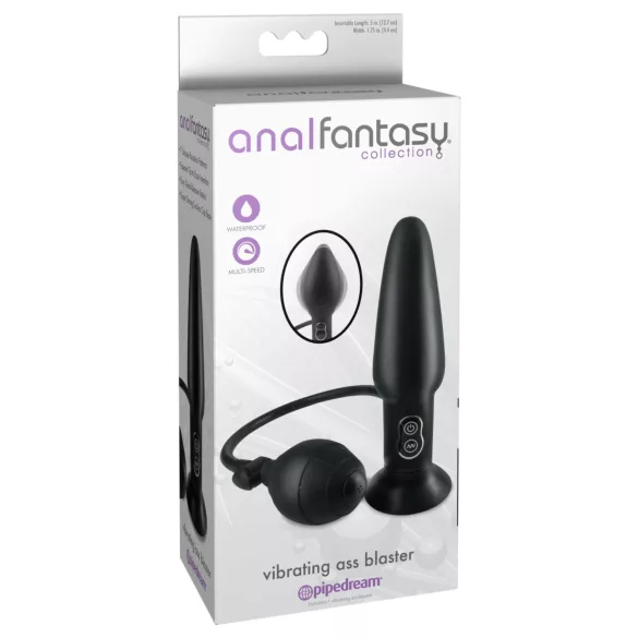 Anal Fantasy - vibraatoriga täispumbatav anaaltapp - must