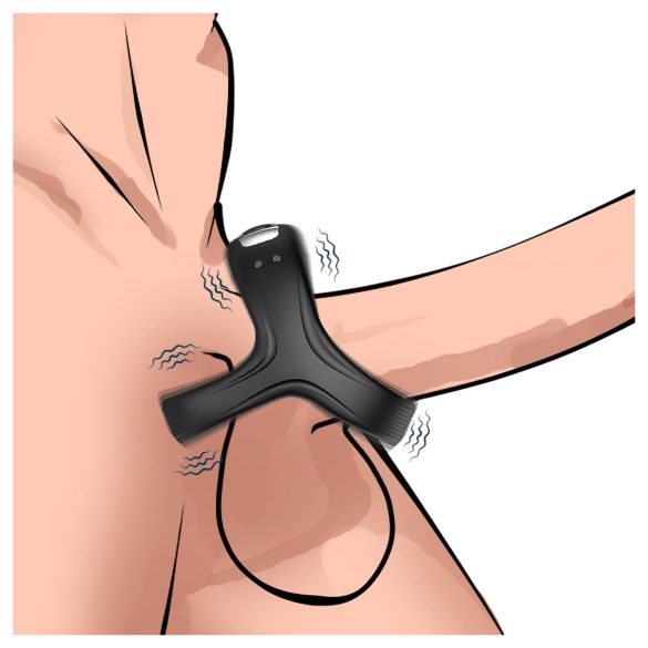 AlvUp - vibreeriv peenise- ja munandite rõngas - must