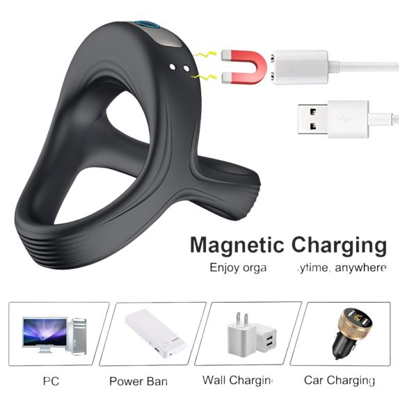 AlvUp - vibreeriv peenise- ja munandite rõngas - must