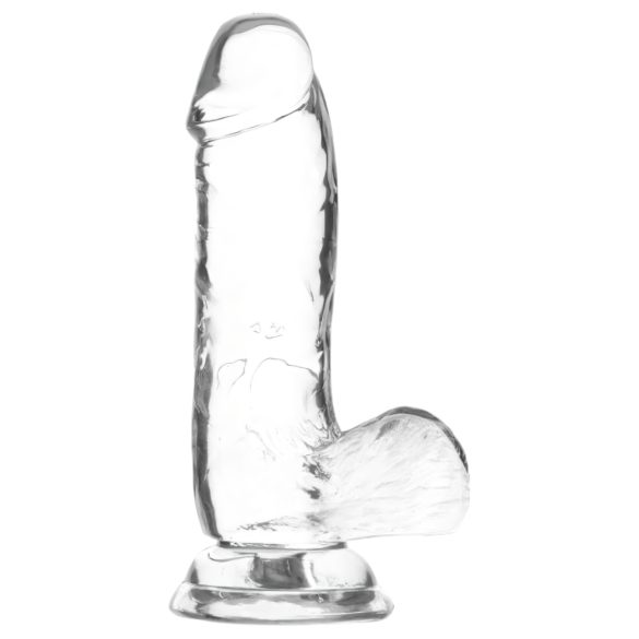 Addiction Kristall - iminapaga, munanditega dildok (läbipaistev) - 15cm