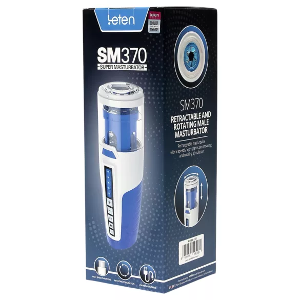 Leten SM370 - oigav, pöörlev masturbaator (valge)