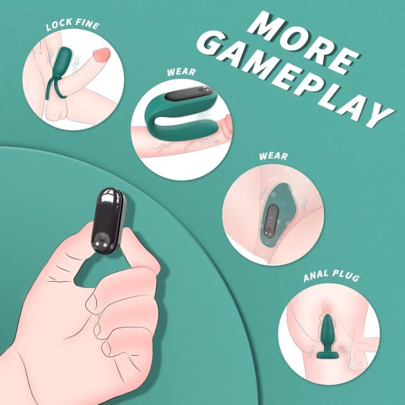 Sex HD - akuga kaugjuhitav 4-osaline vibraatorite komplekt - roheline