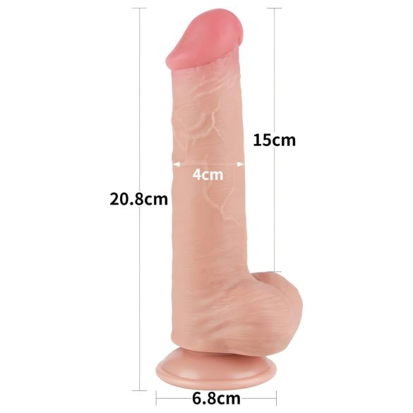 Lovetoy Sliding-Skin - munanditega kaksikkihiline dildos - 20,8 cm naturaalne