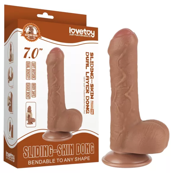 Lovetoy Sliding-Skin - munanditega kahekihiline dildo - 18,3cm naturaalne