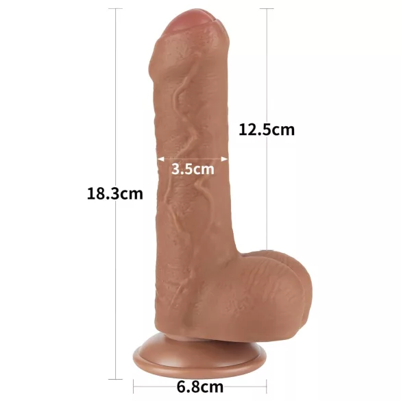 Lovetoy Sliding-Skin - munanditega kahekihiline dildo - 18,3cm naturaalne