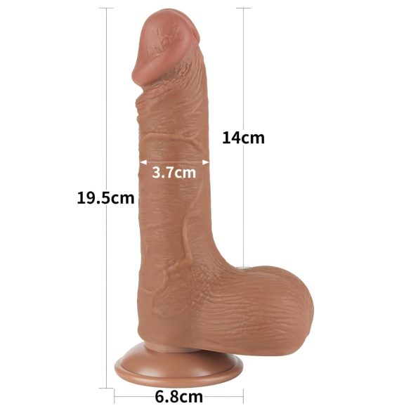 Lovetoy Sliding-Skin - munanditega realistlik dildo - 19,5 cm - tume naturaalne