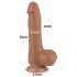 Lovetoy Sliding-Skin - munanditega kahekordne dildo - 20,8cm - tume naturaalne