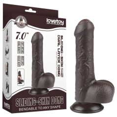   Lovetoy Sliding-Skin - munanditega kahekihiline dildo - 18,3cm - pruun