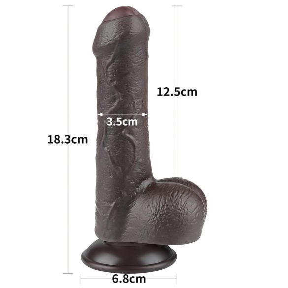 Lovetoy Sliding-Skin - munanditega kahekihiline dildo - 18,3cm - pruun