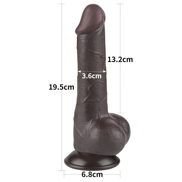 Lovetoy Sliding-Skin - munanditega kahekihiline dildo - 19,5 cm - pruun