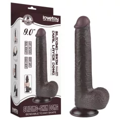   Lovetoy Sliding-Skin - kahekihiline dildoga iminapaga - 20,8 cm - pruun
