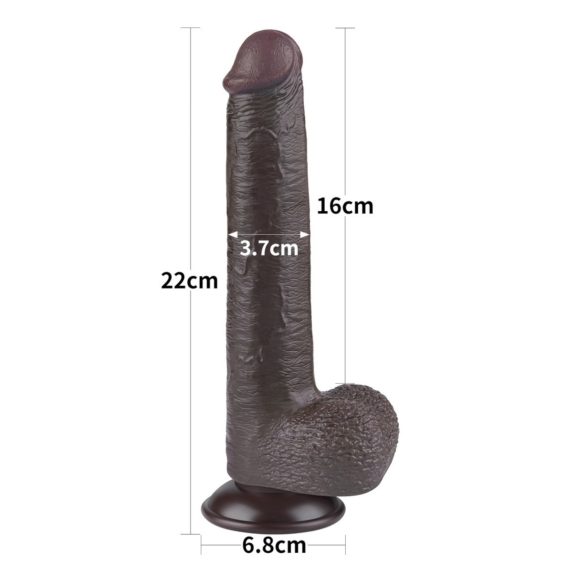 Lovetoy Sliding-Skin - kahekihiline dildoga iminapaga - 20,8 cm - pruun
