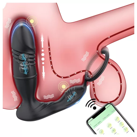AlvUp - nutikas prostaatvibraator peeniserõngaga - must