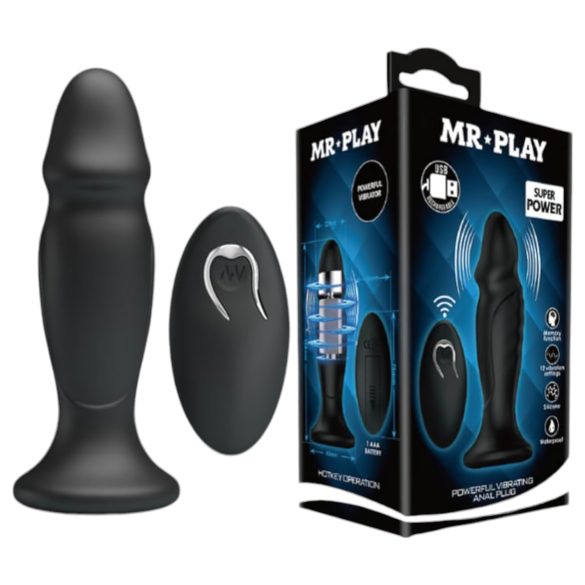 MR. PLAY - juhtmevaba anaalvibraator (must)